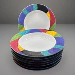 Vintage Mikasa Currents Wide Rim Soup, Salad, Pasta Bowls 80S Set Of. Fixed Price $34.99.