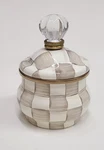 Mackenzie Childs Mocha Check Lidded Sugar Bowl. Fixed Price $99.00.