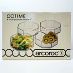 Set Of 4 Vintage Arcoroc France Octime Octagonal Clear Glass 6" Bowls Nib. Fixed Price $27.99.