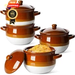 Le Tauci French Onion Soup Bowls With Lid, 22 Oz, Brown. Fixed Price $61.98.