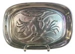Wilton Armetale Vtg Rare Floral Motif Handcrafted Pewter Cooking Tray Bowl 9 X7. Fixed Price $23.00.