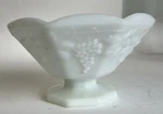 Vintage White Milk Glass Pedestal Fruit Bowl (lsx) 7021 Grapes & Leaves 9 Inches. Fixed Price $12.95.