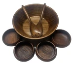 Teak Wood Vintage Salad Set 1 Lg 4 Sm.bowl & Servers Mcm Thailand. Fixed Price $20.00.