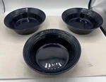 Crate & Barrel Roulette Set Of 3 Bowls Cobalt Blue Pottery Embossed Rings. Fixed Price $17.24.