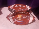 Set Of 4 Clay Art Football Themed Touchdown Ceramic Dip/candy Bowls. Fixed Price $24.50.