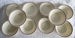 10 Corning Corelle Abundance 6 3/4" Soup Cereal Bowls Maroon Navy Bands Euc. Fixed Price $24.00.