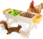 Chicken Feeder & Waterer Set No Waste Wooden Picnic Table W/ Bowls. Fixed Price $33.50.