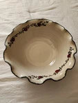 Vintage Home & Garden Party Stonewear Ruffled Edge Serving Bowl Apple Vine 12". Fixed Price $24.50.