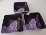 Laurie Gates Ware Rare Square Soup Cereal Bowls Lot Of 3 Set Purple As Is. Fixed Price $22.95.