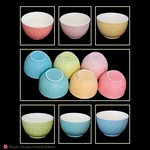 Vtg Gourmet Basics By Mikasa Jardin 6 Pastel Textured Bowls Complete Set (rare). Fixed Price $59.99.
