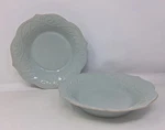 Lenox French Perle Bowl Lot Of 2 Ice Blue Pistachio Bead Scroll Scallop 9"X1.75". Fixed Price $38.95.