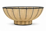 Crate & Barrel Bamboo Fruit Bowl Pedestal Basket 12 Decorative Centerpiece. Fixed Price $24.99.