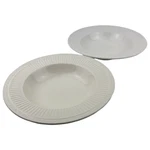 Mikasa Italian Countryside Rim Soup Bowls Set Of Vtg 1/2" DD900 Cream Ribbed. Fixed Price $13.99.
