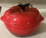 Creuset Tomato Mini Cocotte Vegetable Series Stoneware Casserole Cerise Red. Fixed Price $44.99.