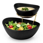 Malacasa 2 Tier Chip Dip Serving Set With Metal Stand,ceramic Appetizer Bowl. Fixed Price $53.02.