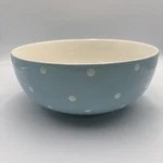 Spode Baking Days Round Salad Bowl Blue White Polka Dots - Nos. Fixed Price $29.99.