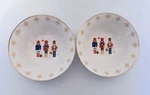 Holiday Style Ceramic Soup Cereal Bowls Nutcracker Pattern Gold Trim Yellow Star. Fixed Price $21.88.
