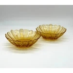 Vintage Amber Glass Flower Bowls Set Of 2 Scalloped Petal Pressed. Fixed Price $36.99.