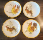 Rare Williams-sonoma Rooster Script Salad/soup/pasta Dipping Bowls 5.5" Set Of 4. Fixed Price $69.95.