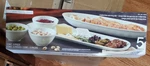 Pandex 5-PIECE Beaded Melamine Serveware Serving Set W/ Bowls Boat & Tray White. Fixed Price $26.99.