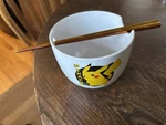 Pokemon Pikachu 20 Ounce Ceramic Ramen Bowl With Set Of Chopsticks Metal. Fixed Price $20.00.