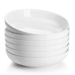 22OZ Porcelain Pasta Bowls Set Of 6-7.6 Inch White Salad Serving Plates, Micr. Fixed Price $41.47.