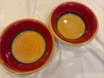 Royal Norfolk Mambo Set Of 2 Soup Cereal Bowls Red Rim Yellow Center. Fixed Price $14.99.