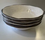 Exc Cond Set Of 4 Tag Veranda Melamine 7 Wavy Edge Bowls Dinnerware Ivory Gray. Fixed Price $24.99.