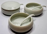 Lot Ceramic Condiment Sugar Sauce Bowls Dishes Spoons 1 Lid UNMARKED-WH3A2. Fixed Price $14.92.