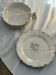 Tommy Bahama Melamine Dinner Plate And Bowl Set Of 8 Rustic Crackle Cream Beige. Fixed Price $40.00.
