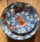 Set Of Two Strawberry Blue Bowls Cereal Vintage Japan. Fixed Price $24.95.