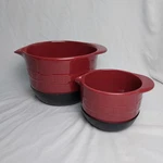 Longaberger Pottery Stay Put Batter Set Red Mixing Usa. Fixed Price $66.89.