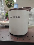 Hearth & Hand Magnolia Stoneware Coffee Canister With Lid Spoon Farmhouse. Fixed Price $28.74.