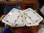 Set Of 4 Mebel Flowered Melamine Trays 18.5" X 11.5". V2 Made Italy Vintage. Fixed Price $49.99.