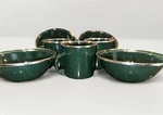 Gsi Outdoors Set 4 6" Mixing Bowls & 3 Mugs Green Speckled Enamelware Camping. Fixed Price $35.00.