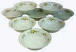 8 Noritake Versatone Lineage B306W12 Green Floral Coupe Cereal Bowls 1/2". Fixed Price $89.10.