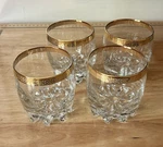 Circleware Versailles Whiskey Low Ball Glasses Gold Rim Set Of 4. Fixed Price $47.00.