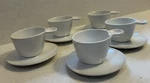 Front Of The House Harmony Set 5 Bright White Porcelain Cups And Saucers. Fixed Price $14.00.