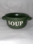 Mulberry Home Collection Green Speckled Ceramic Soup Bowl With Handles. Fixed Price $8.00.