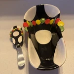 Flip Flop Shaped Dip Bowl W/ Spreader Set By Mainstreet Collection Ceramic Flaw. Fixed Price $5.99.