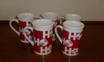 Lot Royal Norfolk Christmas Red White Coffee Mugs 4.5" Euc. Fixed Price $19.99.