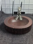 Pewter Squirrel + Mango Wood 9" Nut Bowl Signed By Vagabond House 1995. Fixed Price $39.99.
