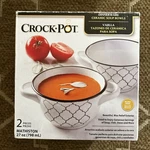 Crock-pot Piece Mathiston Black & White Ceramic Dinnerware 27OZ Soup Bowls. Fixed Price $39.99.