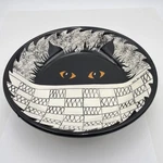 Cats By Lyman Ceramic Serving Bowl Eyes Black White Signed NINA12 Dish. Fixed Price $39.99.