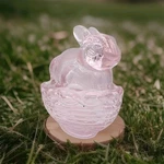 Easter Bunny On Basket Mosser Glass W Logo Covered Dish Rose Pink 4" Gift. Fixed Price $37.48.