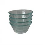 Set Of Four Vintage Pyrex Ribbed Glass Custard Cups Or Prep Bowls.. Fixed Price $25.00.