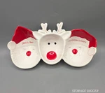 Mud Pie White/red Ceramic Santa And Reindeer Figural Triple Dip Set 5.5" X 11". Fixed Price $29.99.