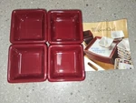 Pampered Chef 1/2 Petite Squares Cranberry Set Of 4 Condiment Dish #2051 New. Fixed Price $12.00.