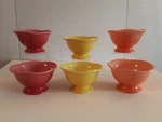 Crate & Barrel Ice Cream Bowls Scalloped Footed Set Of 6 Yellow Coral Tangerine. Fixed Price $32.99.