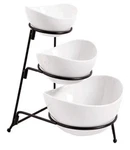 Partito Bella 3 Tier White Oval Bowl Set With Collapsible Thicker Metal Rack. Fixed Price $26.90.